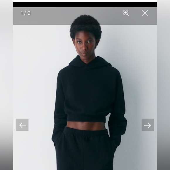 Zara Black Cropped Sweater with Hoodie - Picture 2 of 5
